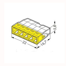 Клема швидкого монтажу COMPACT 5x2,5 мм² WAGO 2273-205 прозора/жовта без пасти