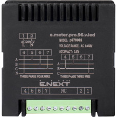 Цифровий вольтметр врізний e.meter.pro.96.v.led 96х96мм, АС 230В, 0-450В